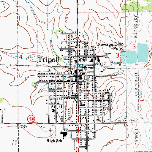 Topographic Map of North Park, IA