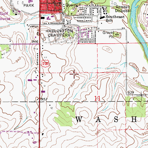 Topographic Map of Centennial Oaks Golf Club, IA