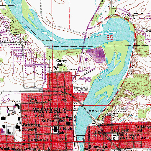 Topographic Map of Peavey Grain Company Elevator, IA