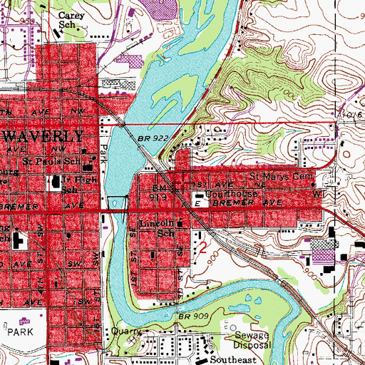 Topographic Map of Bremer County Sheriffs Office, IA