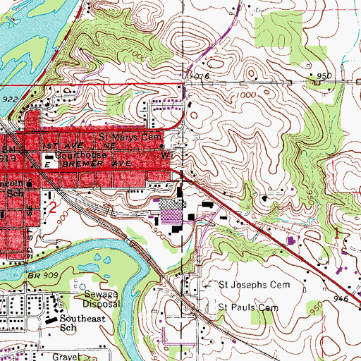Topographic Map of Open Bible Church, IA
