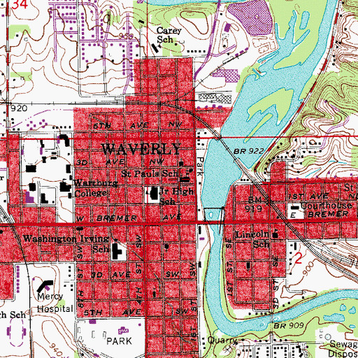 Topographic Map of Saint Pauls Lutheran Church, IA