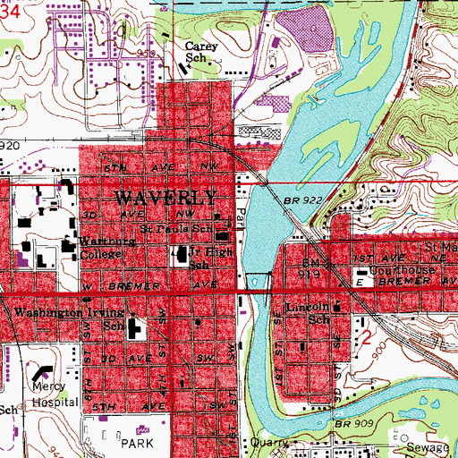 Topographic Map of Peace United Church of Christ, IA