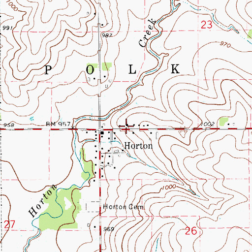 Topographic Map of Horton Baptist Church, IA