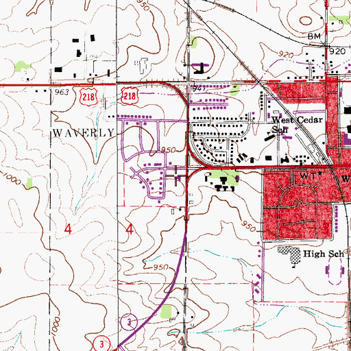 Topographic Map of Willow Lawn Mall, IA