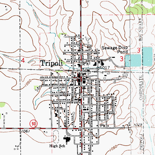 Topographic Map of Tripoli Recreation Center, IA