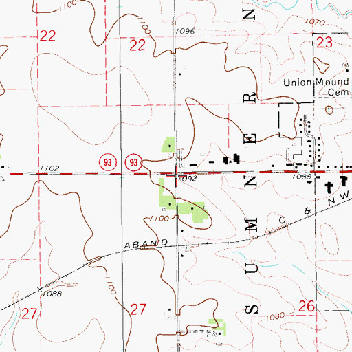 Topographic Map of Fredericksburg Farmers Cooperative Elevator, IA