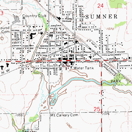 Topographic Map of Sumner Post Office, IA