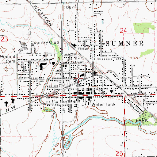 Topographic Map of Water Tower Park, IA