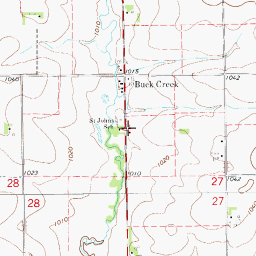 Topographic Map of Saint Johns Lutheran Church, IA