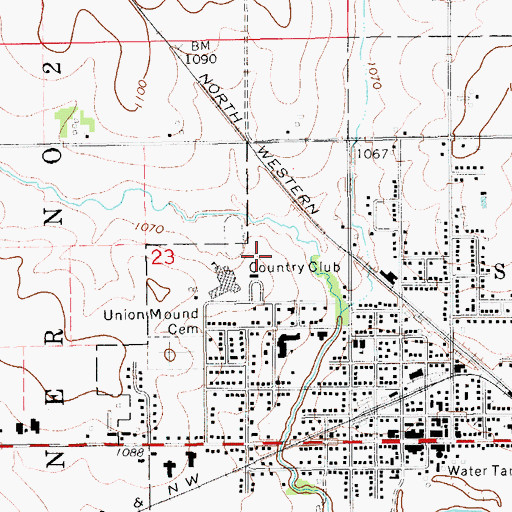 Topographic Map of Meadowbrook Country Club, IA