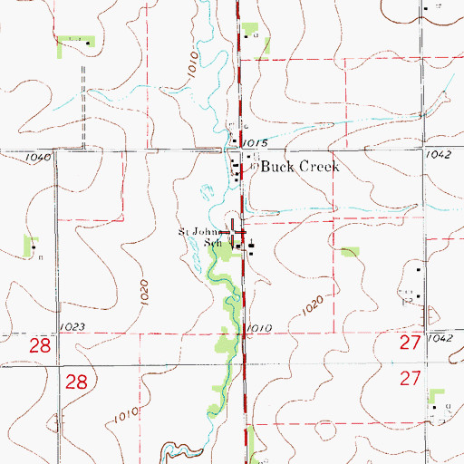 Topographic Map of Saint Johns Evangelical Lutheran Cemetery, IA