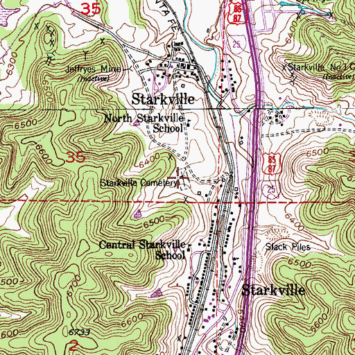 Topographic Map of Starkville Cemetery, CO