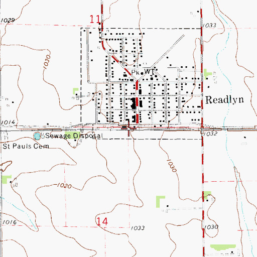Topographic Map of Readlyn Farm Center Incorporated Elevator, IA