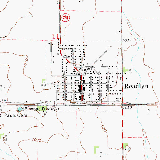 Topographic Map of Readlyn Community Library, IA