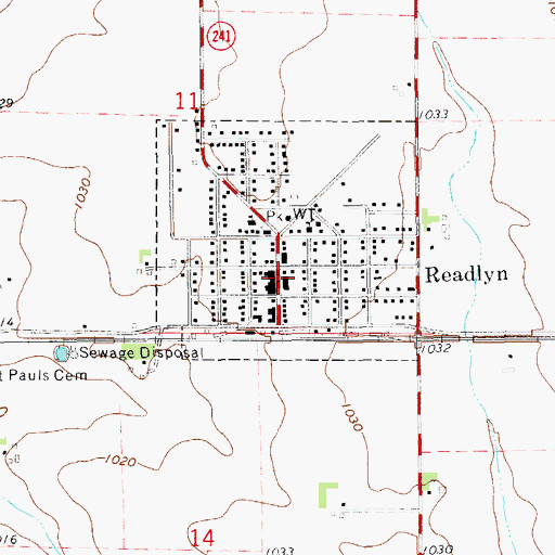 Topographic Map of Readlyn Post Office, IA