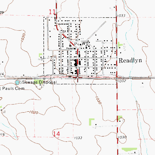 Topographic Map of Readlyn, IA