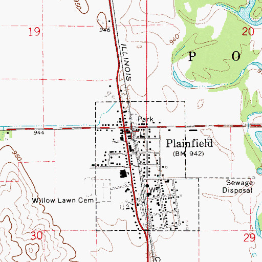 Topographic Map of Plainfield, IA