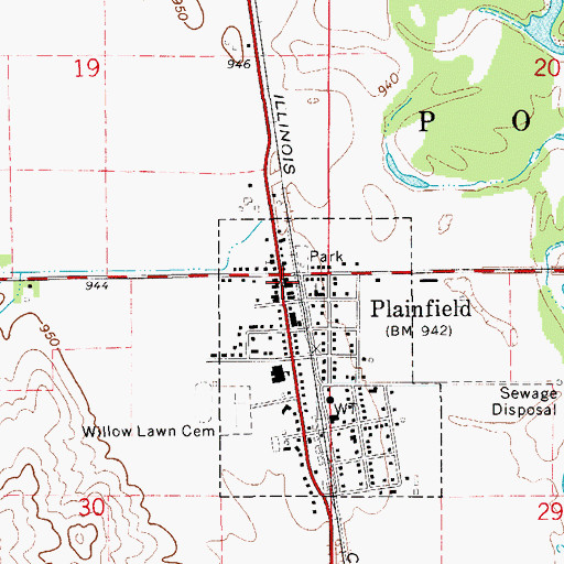 Topographic Map of Plainfield Post Office, IA