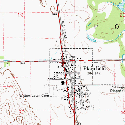 Topographic Map of Plainfield Public Library, IA