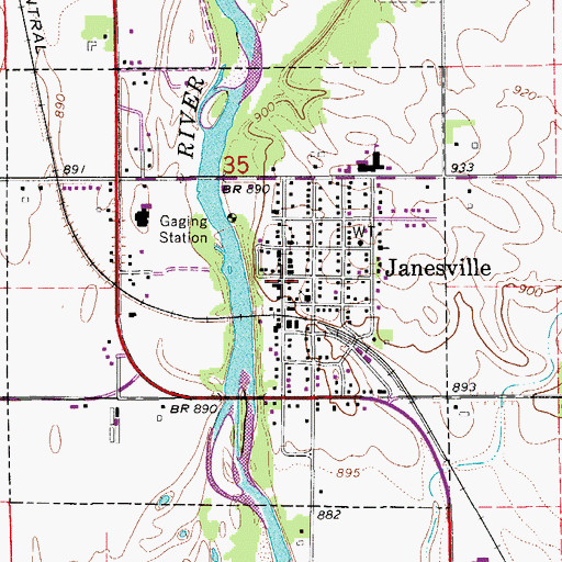 Topographic Map of Janesville Post Office, IA