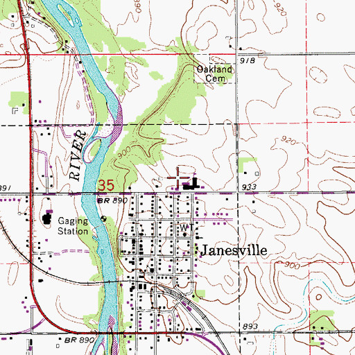 Topographic Map of Janesville Elementary School, IA