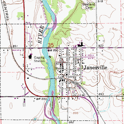 Topographic Map of Janesville Police Department, IA