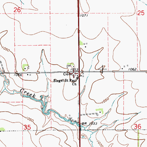 Topographic Map of Saint Pauls Lutheran Cemetery, IA