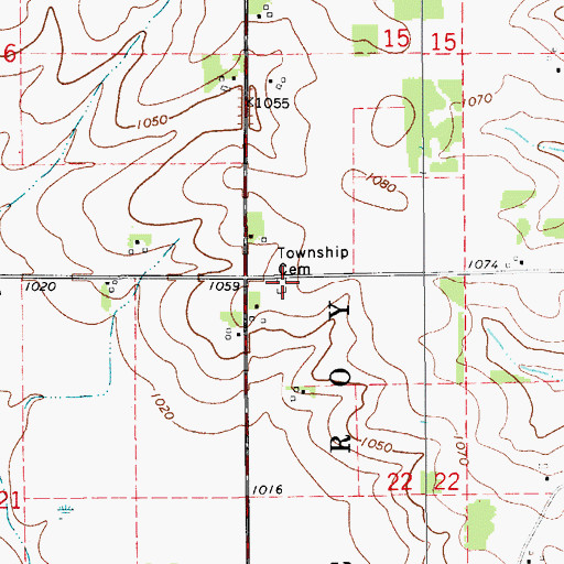 Topographic Map of Le Roy Township Cemetery, IA