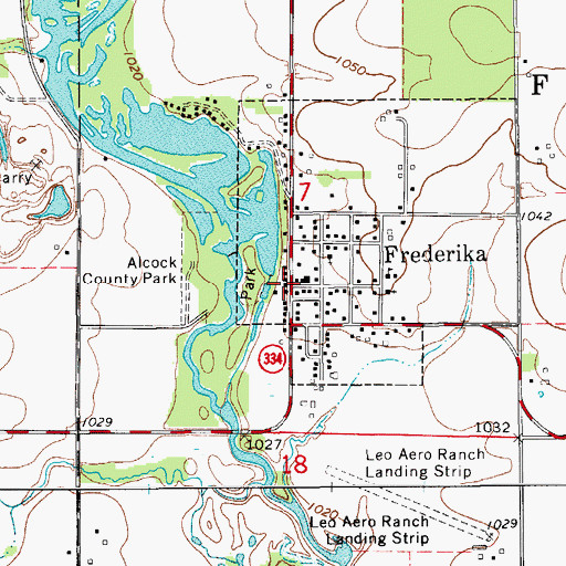 Topographic Map of Frederika Town Hall, IA