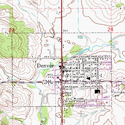 Topographic Map of Denver Police Department, IA