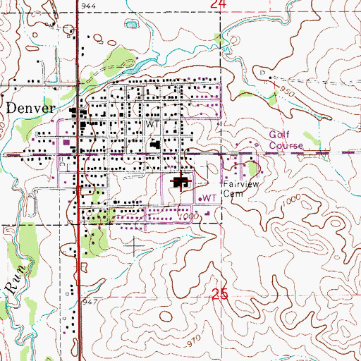 Topographic Map of Denver High School, IA