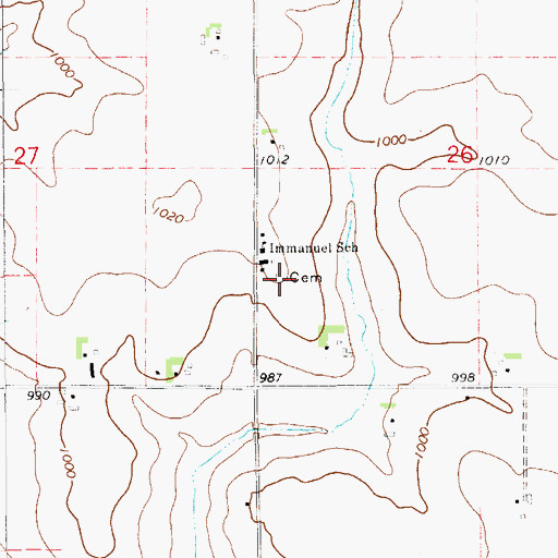 Topographic Map of Emanuel Evangelical Lutheran Cemetery, IA