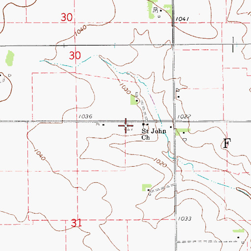 Topographic Map of Saint Johns Lutheran Cemetery, IA