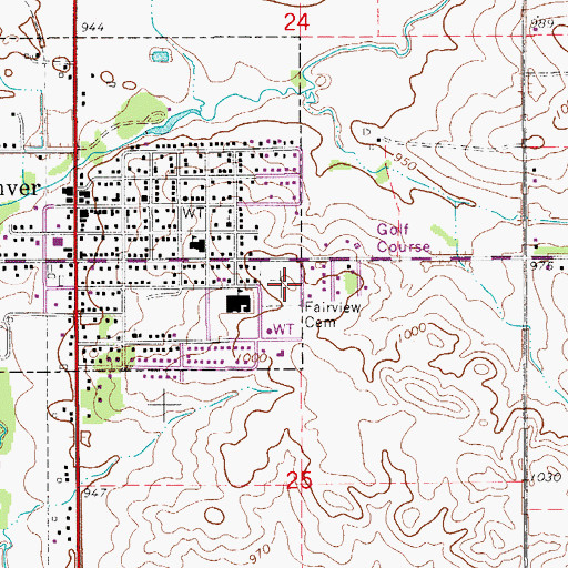 Topographic Map of Fairview Cemetery, IA