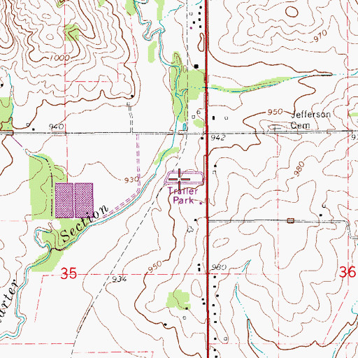 Topographic Map of Meadow Lane Mobile Home Park, IA