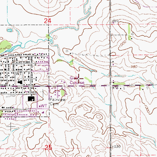 Topographic Map of Willow Run Country Club, IA