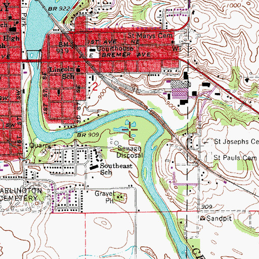 Topographic Map of Brookwood Park, IA