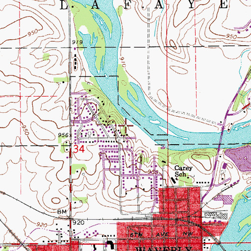 Topographic Map of Ridgewood Park, IA