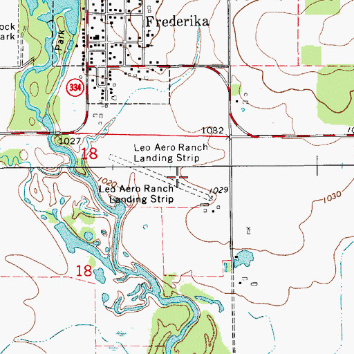Topographic Map of Leo Aero Ranch Landing Strip (historical), IA