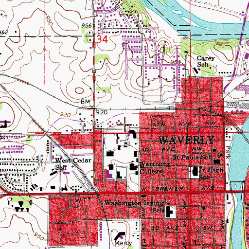 Topographic Map of New Residence Hall, IA