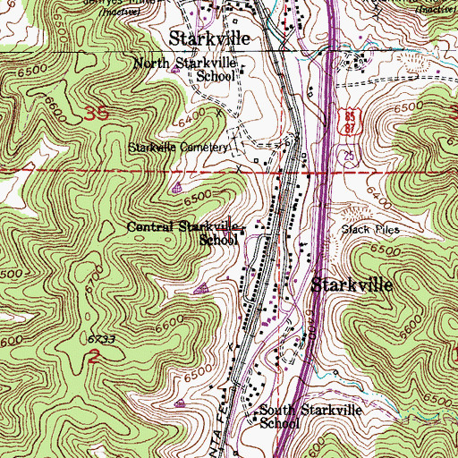 Topographic Map of Central Starkville School, CO