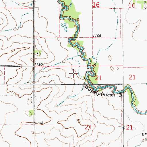 Topographic Map of Deerfield Wildlife Area, IA