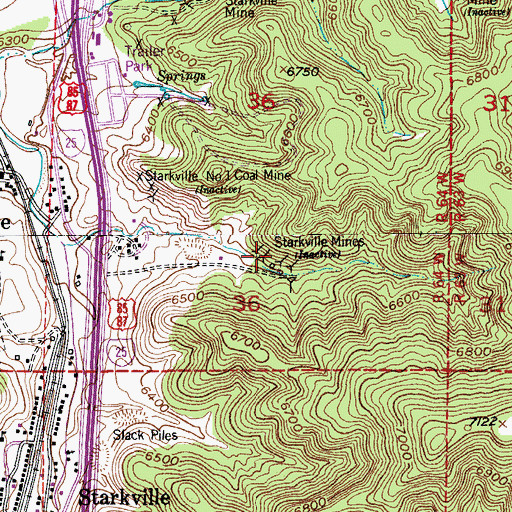 Topographic Map of Starkville Mines, CO