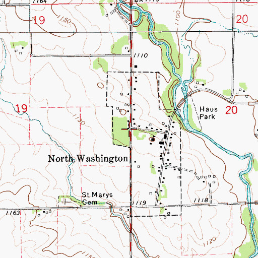 Topographic Map of North Washington Post Office (historical), IA