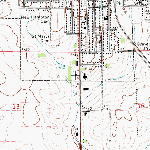 Topographic Map of First Baptist Church, IA