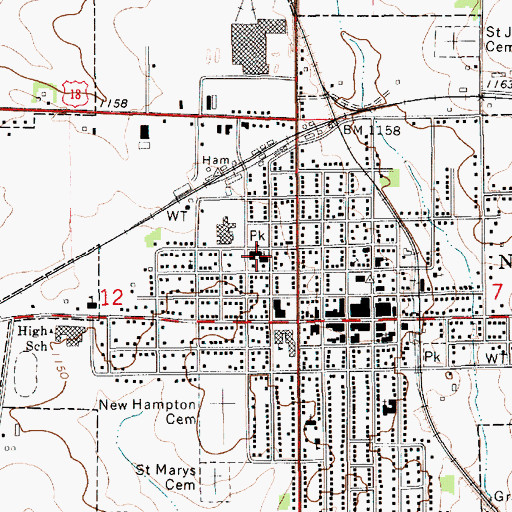Topographic Map of Saint Joseph Community School, IA