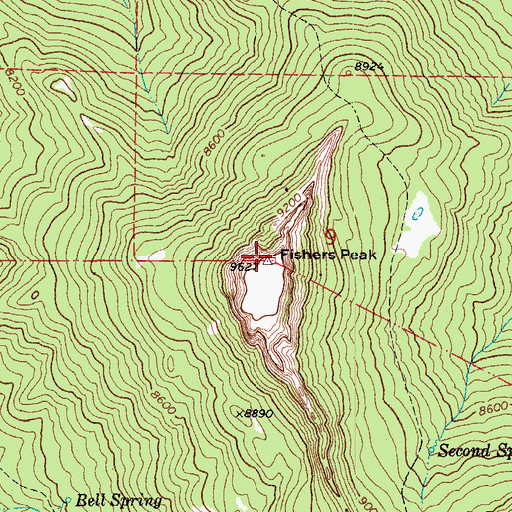Topographic Map of Fishers Peak, CO
