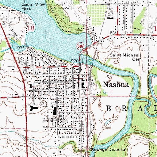 Topographic Map of Nashua Post Office, IA