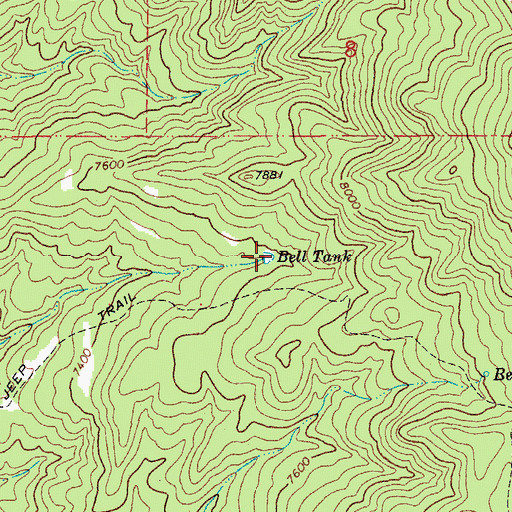 Topographic Map of Bell Tank, CO